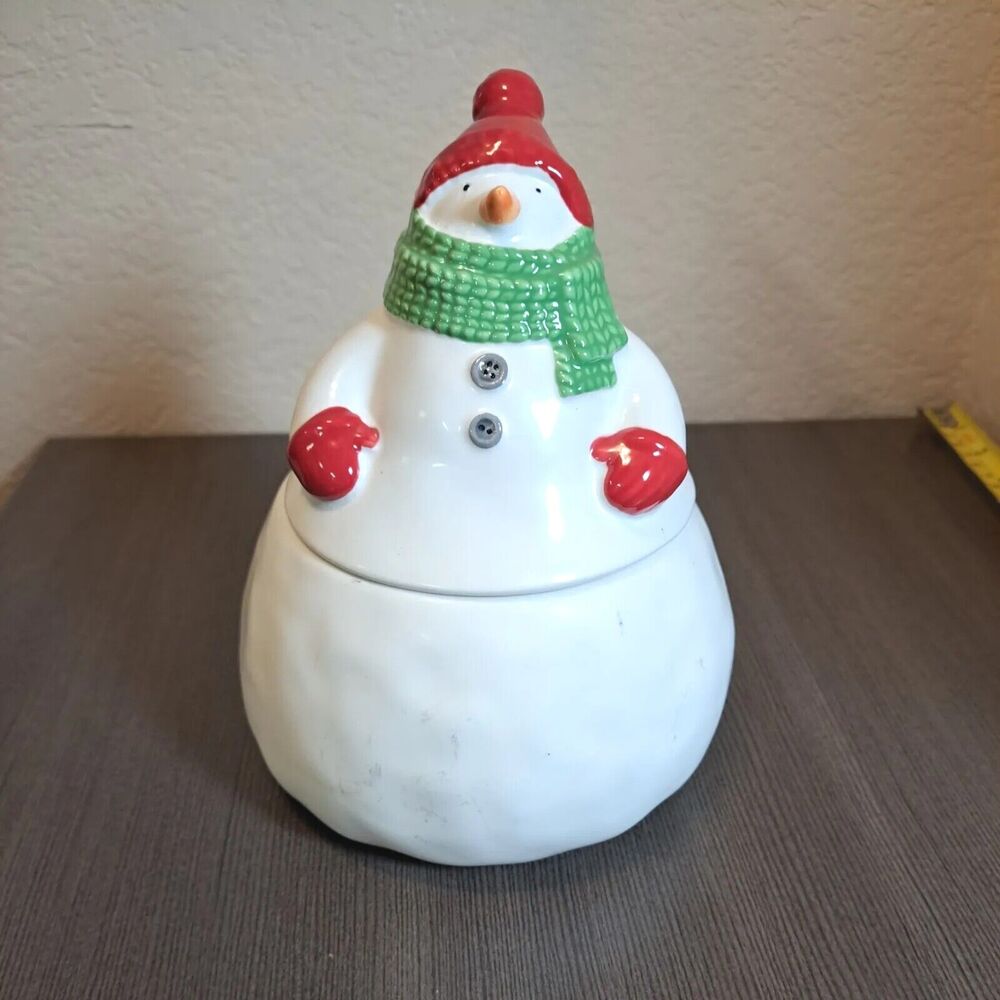 Hallmark Snowman Cookie Jar Holiday Christmas Kitchen Decor Treats No Music